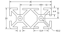 TSLOTS 20mm x 40mm 5mm tslot Aluminum Framing Profile TSLOTS 20mm x 40mm 5mm tslot Aluminum Framing Profile