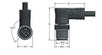 Cordset M12 Male 90 Degree PVC Cable Single Ended - Part # RC12-AMM040-0210C10A