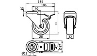 FATH swivel caster, TPU/ - Part # 098S100UDN