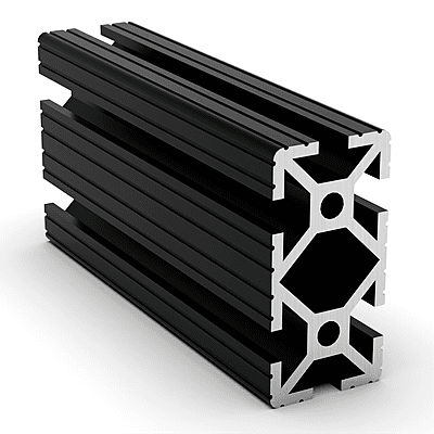 TSLOTS 1020-Black 1" x 2" Grooved Black Anodize .26" tslot Aluminum Framing Profile
