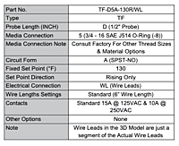 Nason TF Temperature Switch -TF-D5A-130R/WL