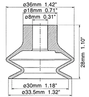 Bellows Cup, 33mm - Part # B1.5-33-SIT