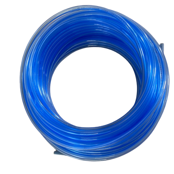 Airtac Polyurethane Tubing 3/8"OD x 1/4"ID Clear Blue 100ft/Roll - Part # NUE95A3/8X1/4-100CB