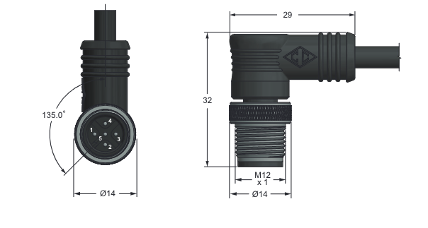 Cordset M12 Male 90 Degree PVC Cable Single Ended - Part # RC12-AMM040-0210C10A